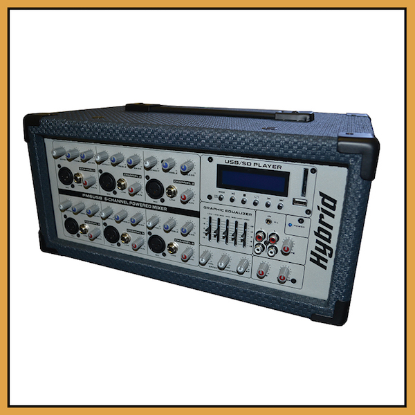 Hybrid USB PM6 Powered Desk Top Mixer DJ Mix Club