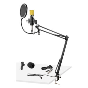 Vonyx CMS400B Studio Set Condenser Microphone with Stand + Pop Filter