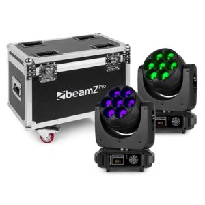 Beamz MHL740 LED Moving Head Zoom 2 Pieces in a Flightcase