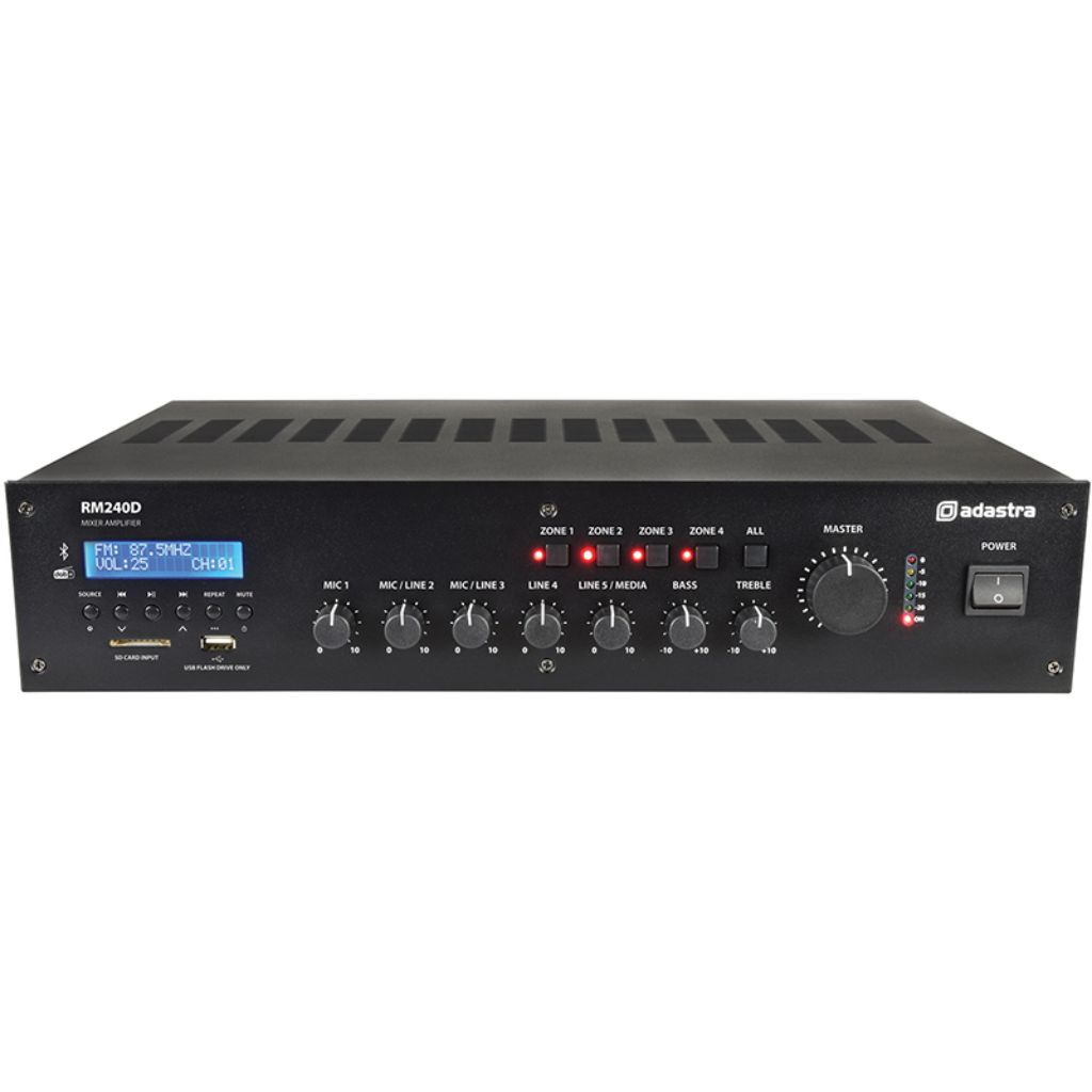 Adastra RM240D 100V Mixer Amplifier 240W USB/BT/FM/DAB+ - Image 2
